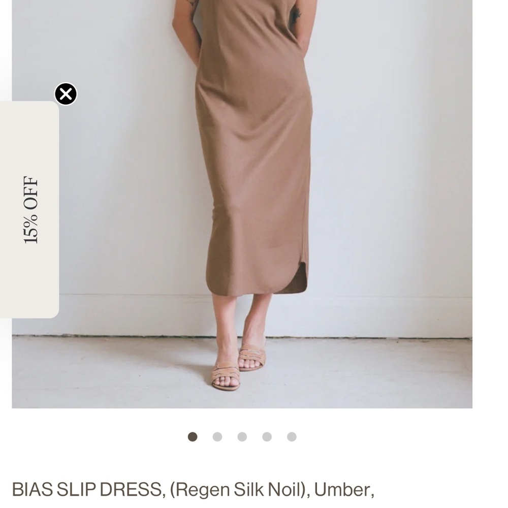 OZMA Tan Midi Slip Dress with Slit for Work